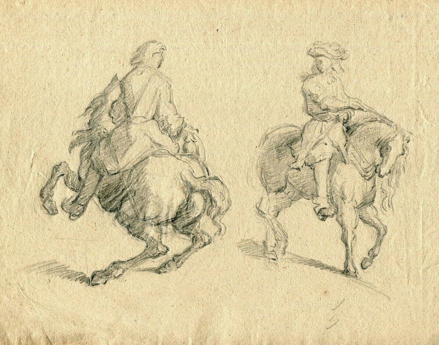Drawing 19th century Man on a Horse