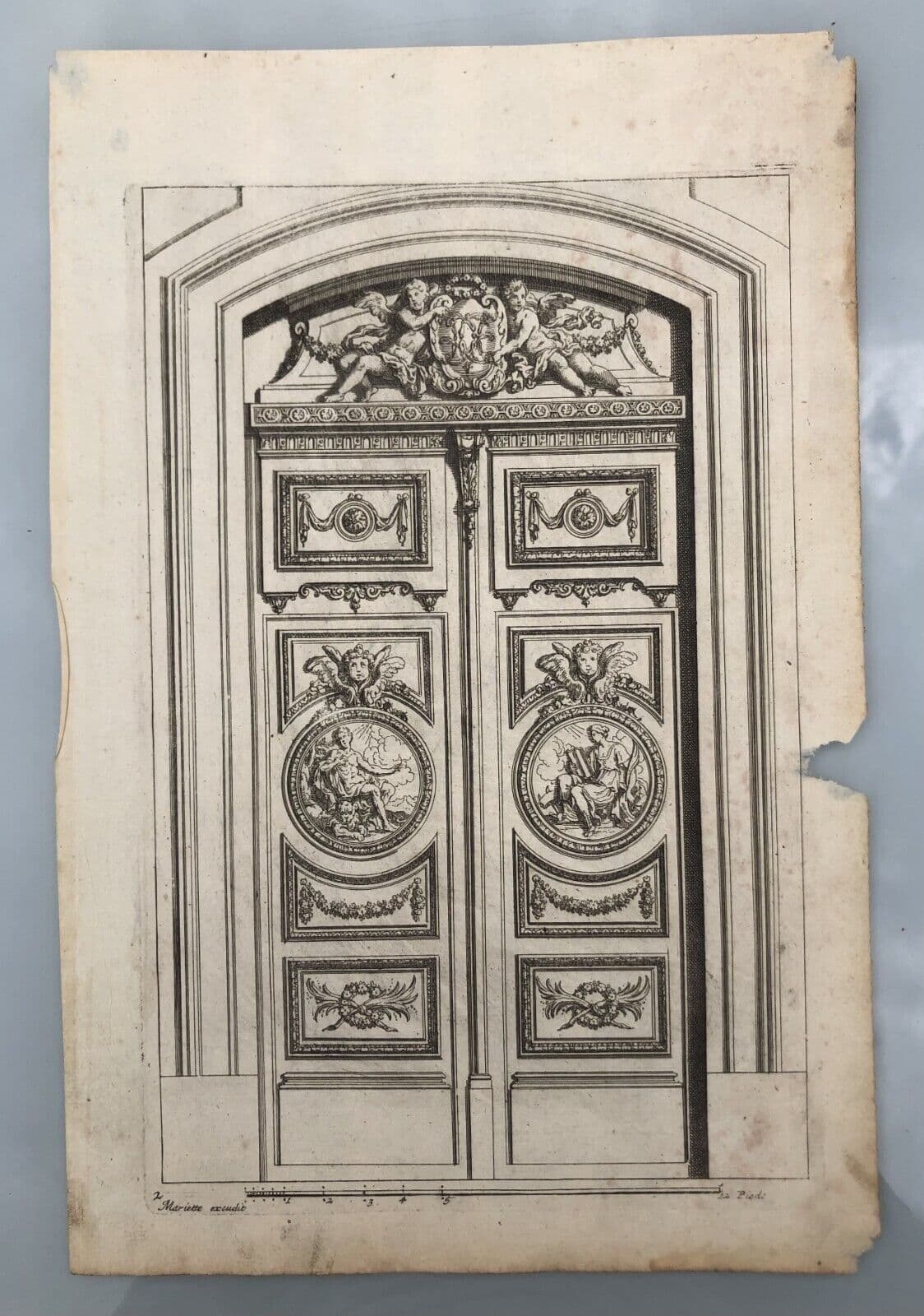 Antique Original Etching Jean LEPAUTRE (1618-1682) Doors, Architecture  x5 image 4