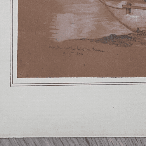 Antique Ink Drawing Original 19th century Mills Landscape 1896 image 2