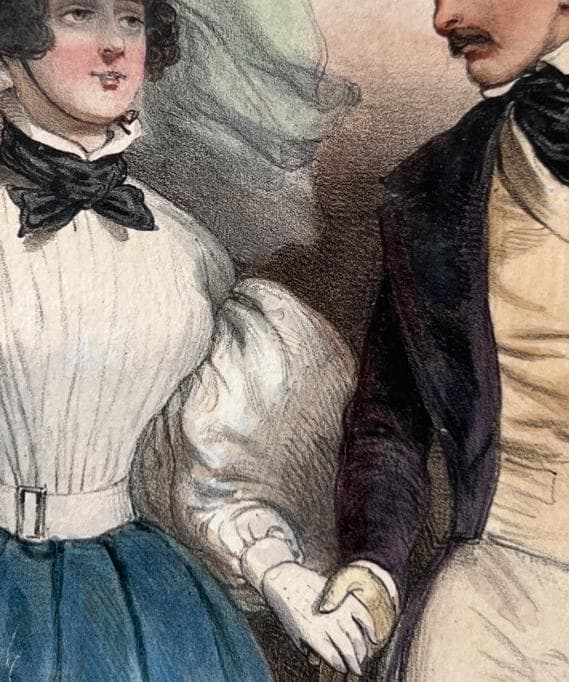 Elegant Antique Lithograph: July Elegance in Fashion image 6