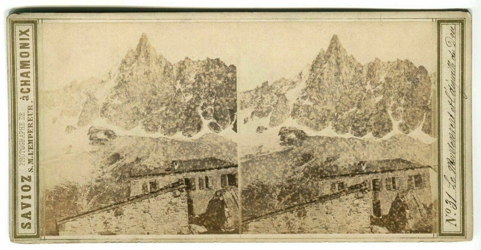Vintage Stereoview SAVIOZ - Montenvers and Dru Landscape c. 1870 image 1