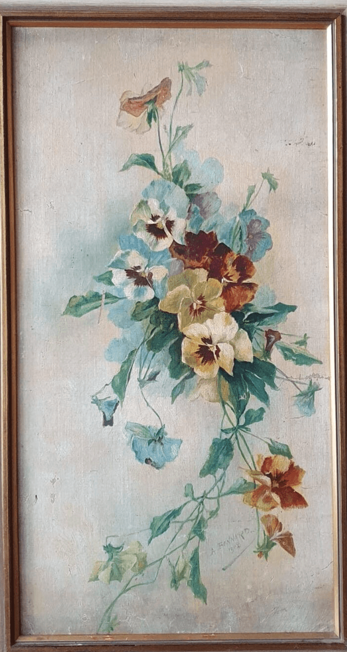 Antique Painting Original Flowers, Floral, Still Life, signed 1902 image 5