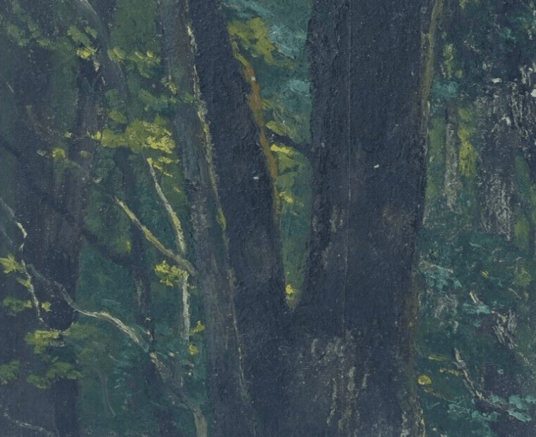 Antique Original Painting Landscape, Trees, Forest 19th century image 3