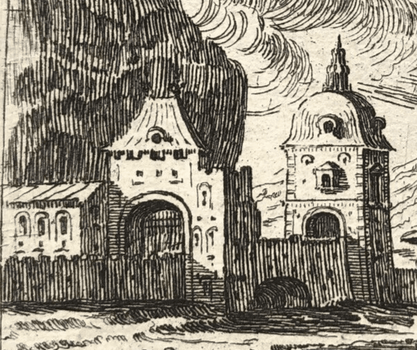 Antique Etching Original Cityview, Landscape, Porte de Grenoble, Houses image 3