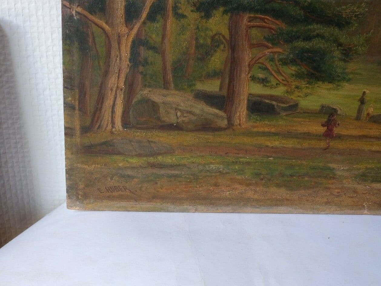 Original Painting signed, Landscape, Family, Kids, Forest, Trees image 6