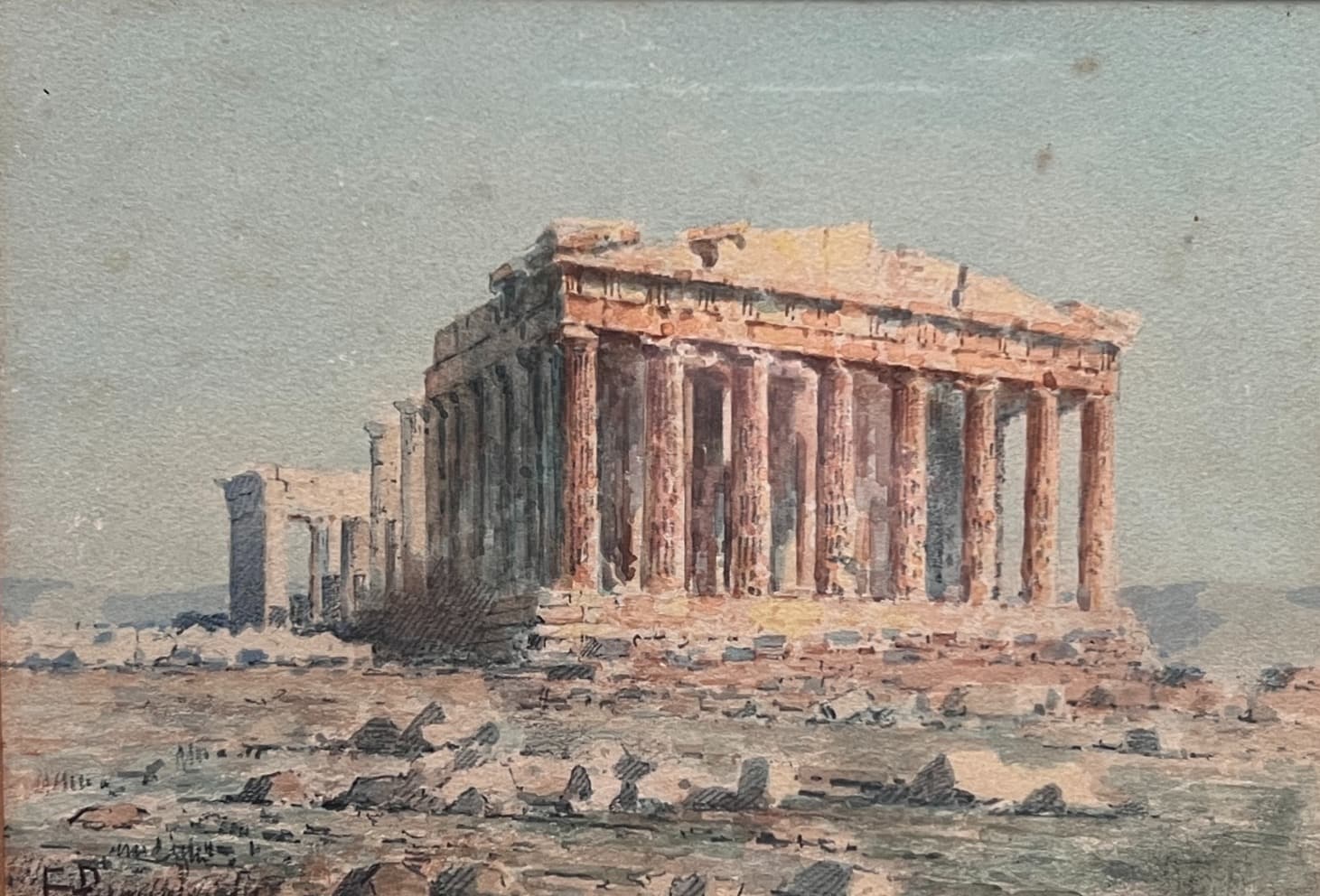 Painting by Emil PROCHAZKA (1874-1948) Antique Architecture Landscape image 2
