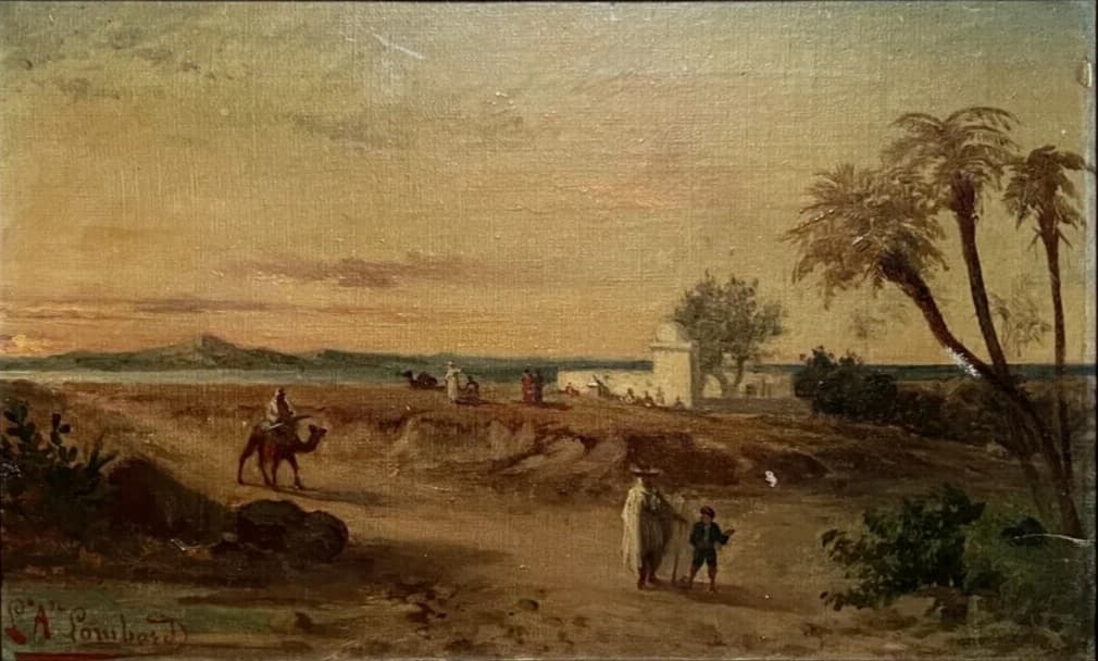 Antique Painting Louis Auguste LOMBARD (XIX) Orientalist Landscape image 2