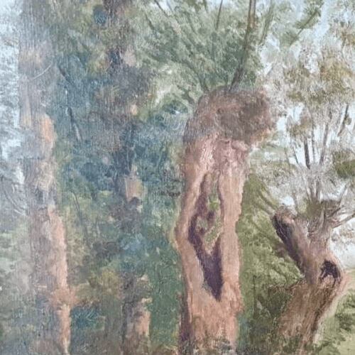 Antique Painting Original Landscape, Forest, Trees, Rocks signed 1888 image 3