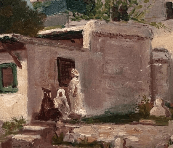 Antique Oil Painting Original Landscape, Mosque Sid Abdel Rahman, Alger image 4