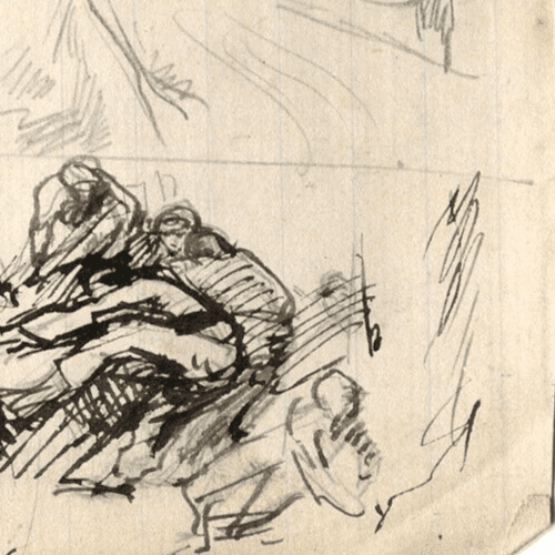 Vintage Ink Original Drawing People, Architecture, Landscape, Figures image 5