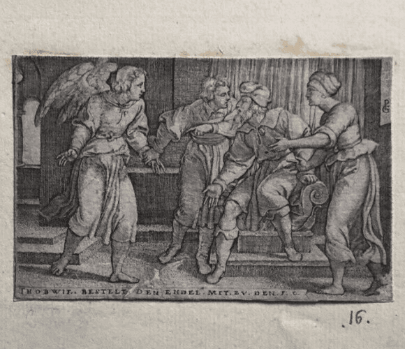 Georg PENCZ (1500-1550) Tobias and Raphael Angel Etching image 1