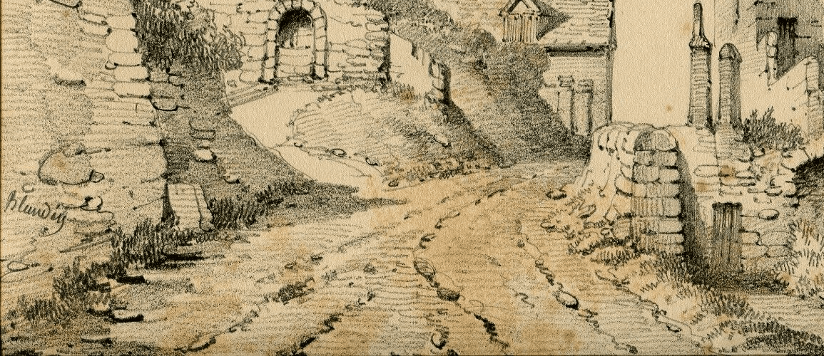 Antique Drawing signed Armand BLANDIN Landscape Vouvray, Bonne Dame 1866 image 3