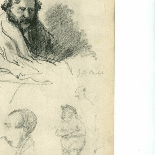 Antique Pencil Original Drawing Man Caricature Portraits image 3