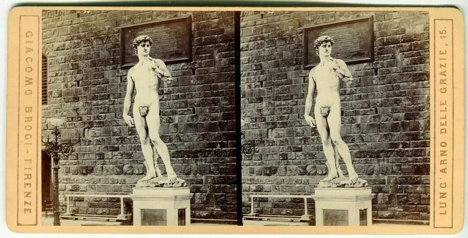 Vintage Stereoview Giacomo BROGI - Florence Il David di Michelangiolo c. 1870 image 8