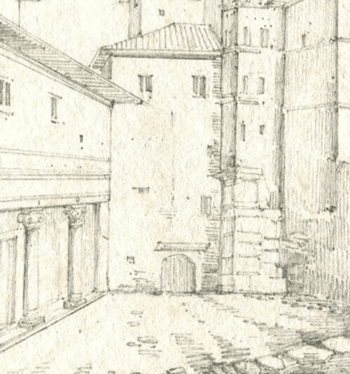 Antique Pencil Drawing Original 19th Landscape, Architecture, France, Saint Jean image 3