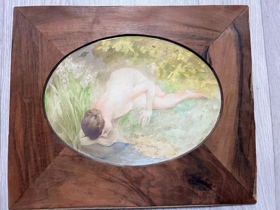 Antique Original Painting Nude Woman Drinking Charles Amable LENOIR (1860-1926) image 6