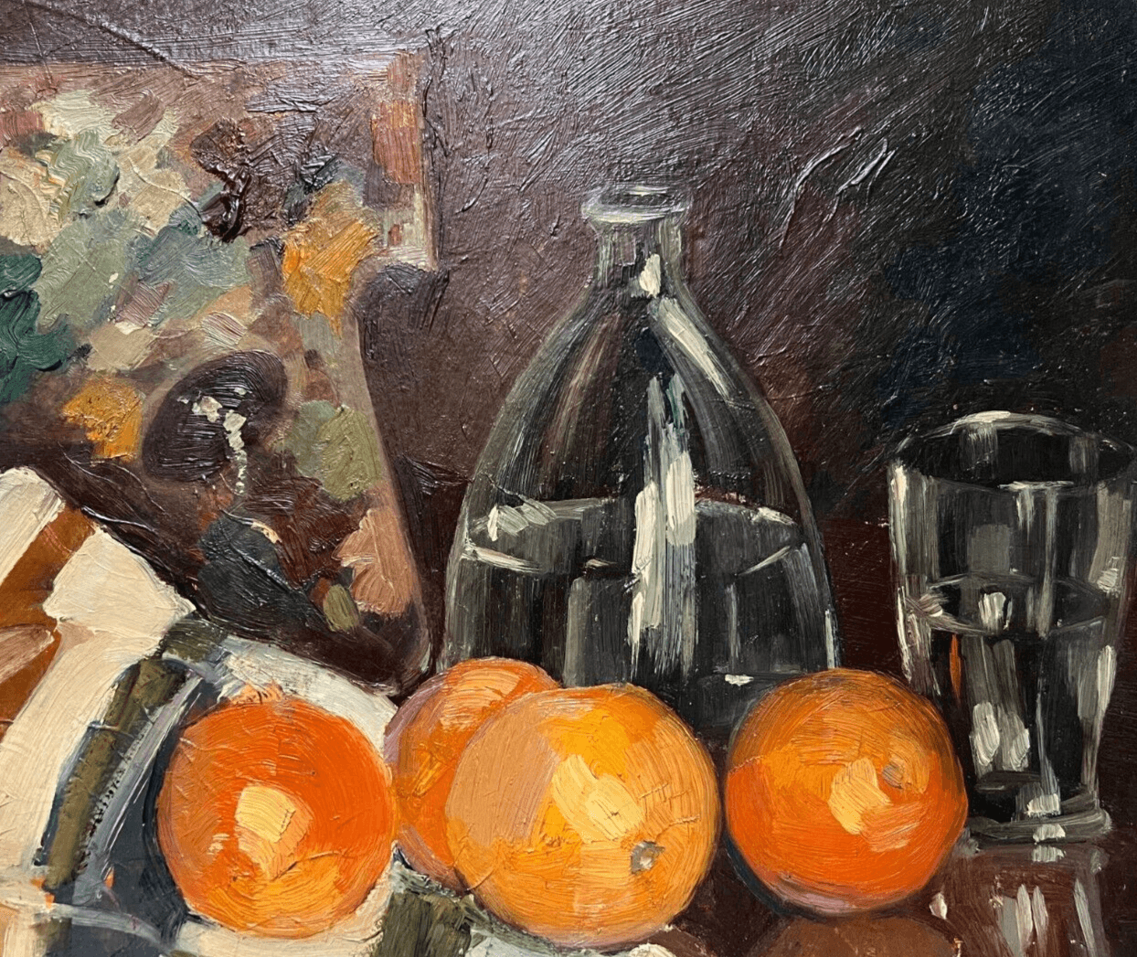 Vintage Painting Original signed Orange, Water Still Life image 1