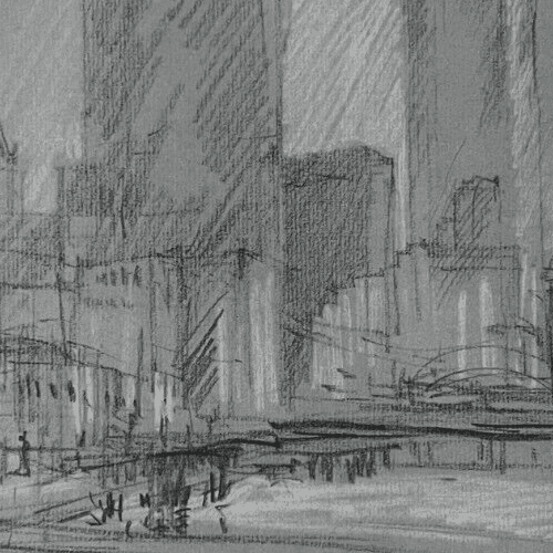 Modern Drawing Original signed New-York Cityview, Buildings image 2