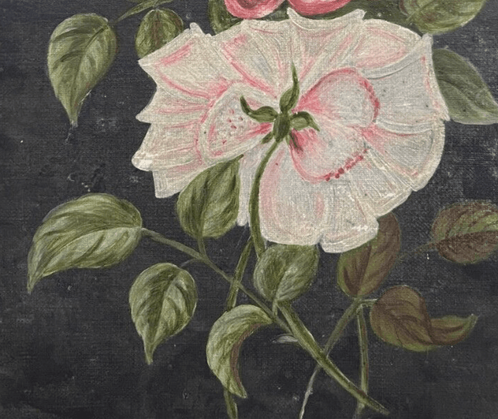 Antique Painting Original Oil On Canvas, Rose Flowers Bouquet image 3