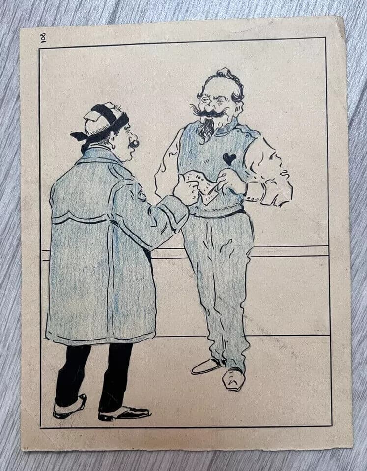 Vintage Ink Original Drawing Ernest B. Lem THELEM (1869-1930) Cartoon, Men image 5