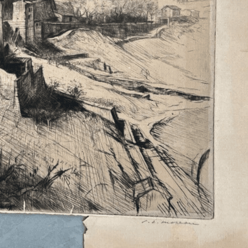 Etching Original Pierre Louis MOREAU (1876-1960) Le Château d'Aubenas (Ardèche) image 5