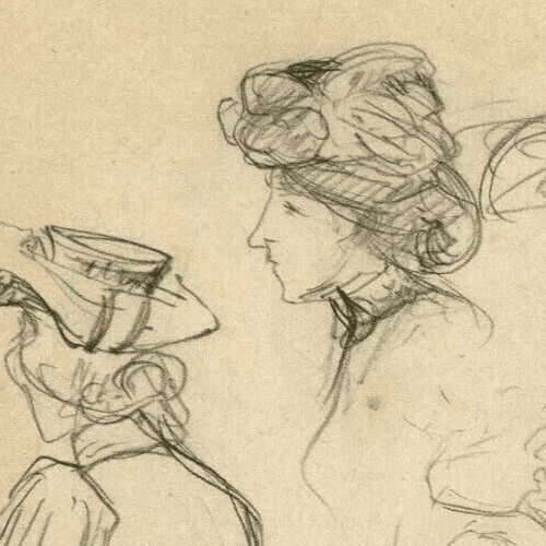 Vintage Pencil Drawing Original Woman, Academic Art Nouveau Artwork image 3