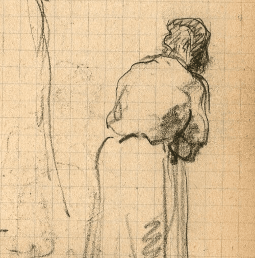 Vintage Original Pencil Drawing Two Women Portraits image 2