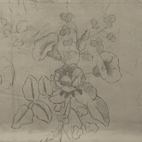 Antique Original Drawing Flowers, Floral, Still Life, Sketch image 2