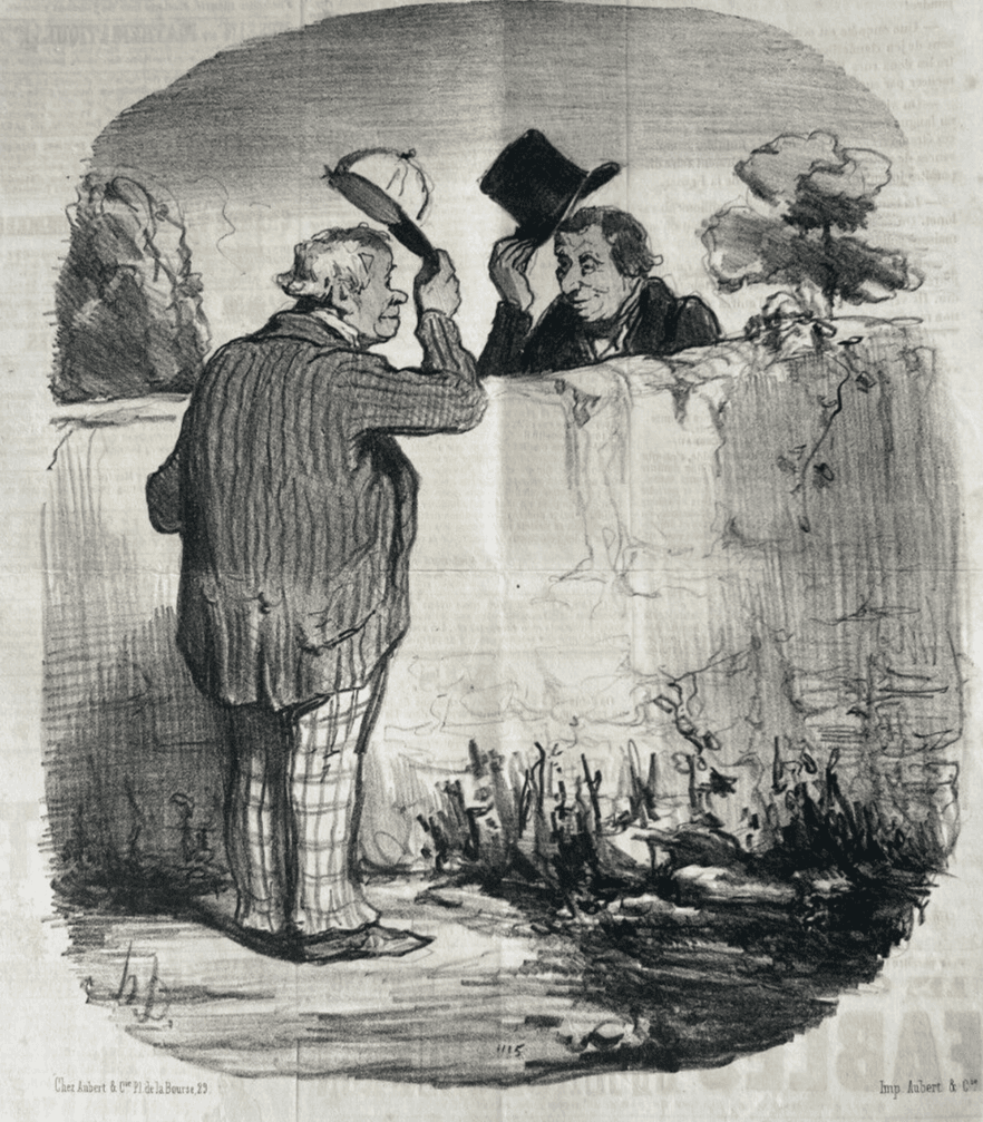 Antique Print 19th century Daumier, Locataires et Proprietaires, Deux Voisins