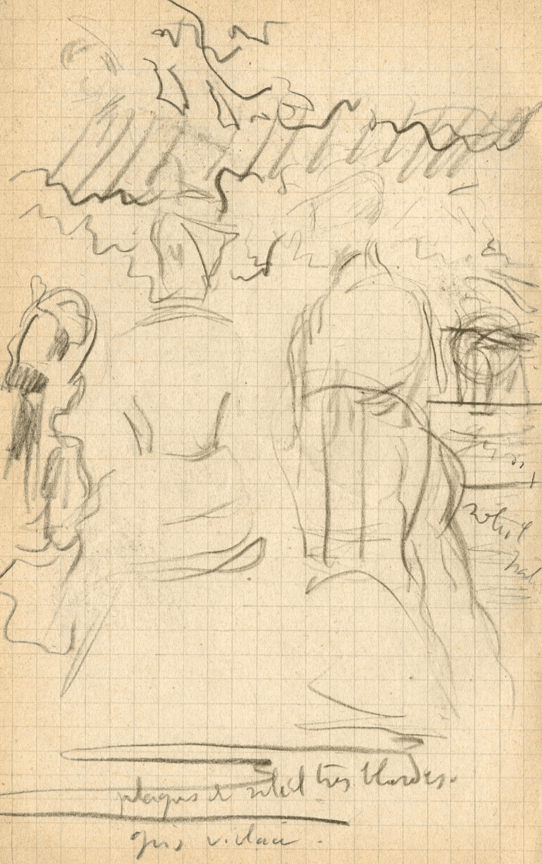 Antique Pencil Original Drawing Sketch of an Elegant Woman