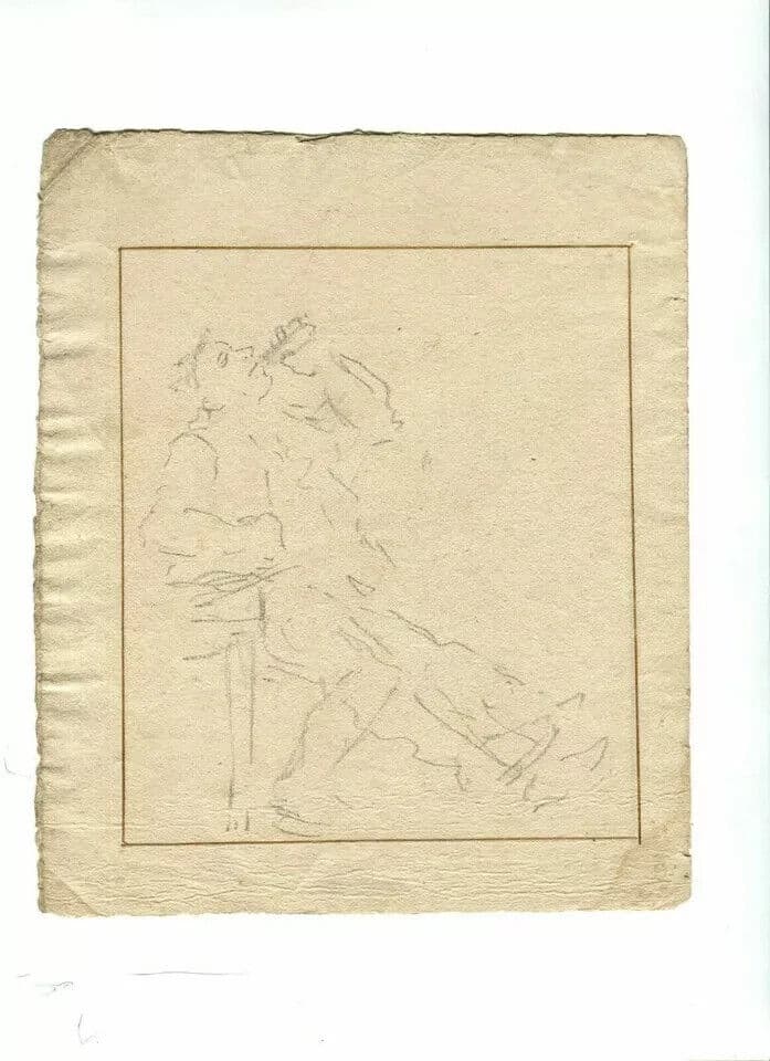 Antique Pencil Original Drawing attributed Cornélis TROOST Man Drinking image 4