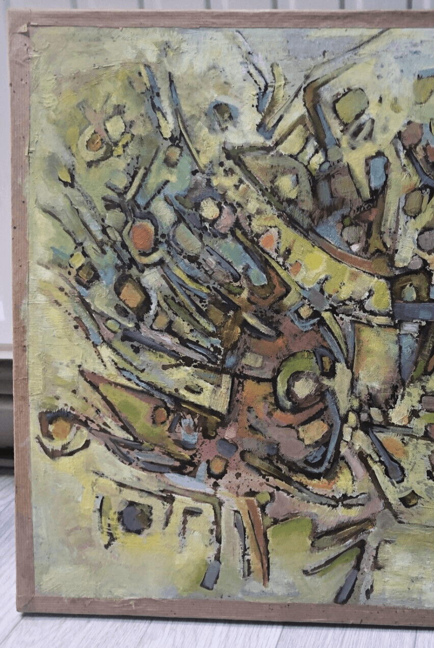 Antique Original Painting Abstraction, Portrait around BISSIÈRE image 3