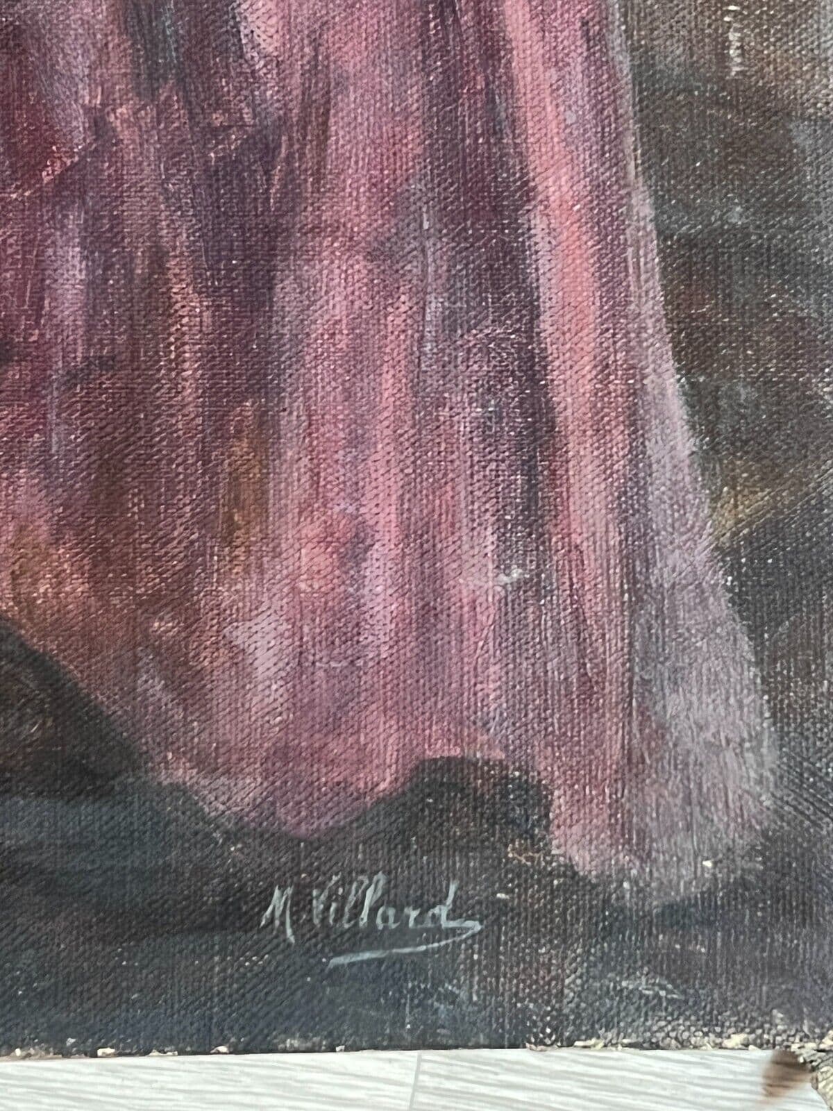 Antique Oil Painting canvas signed Woman Portrait Reading image 5