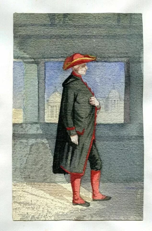 Antique Drawing Original Costume, Man, Italy, Religious, Church image 5