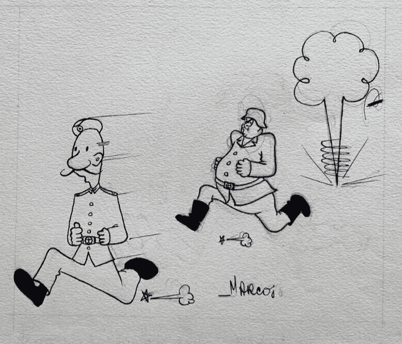 Vintage Original Drawing SIRIUS (1911-1997) Cartoon, Caricature, People, WWII image 1
