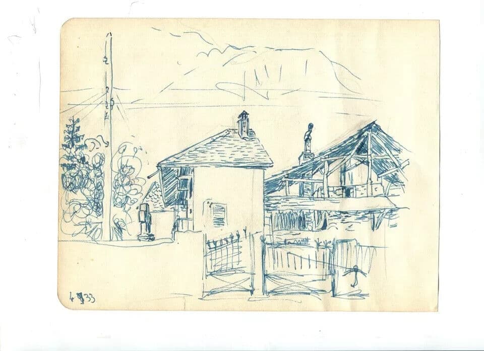 Vintage Ink Original Drawing Landscape Houses and Cityviews c 1933 image 4