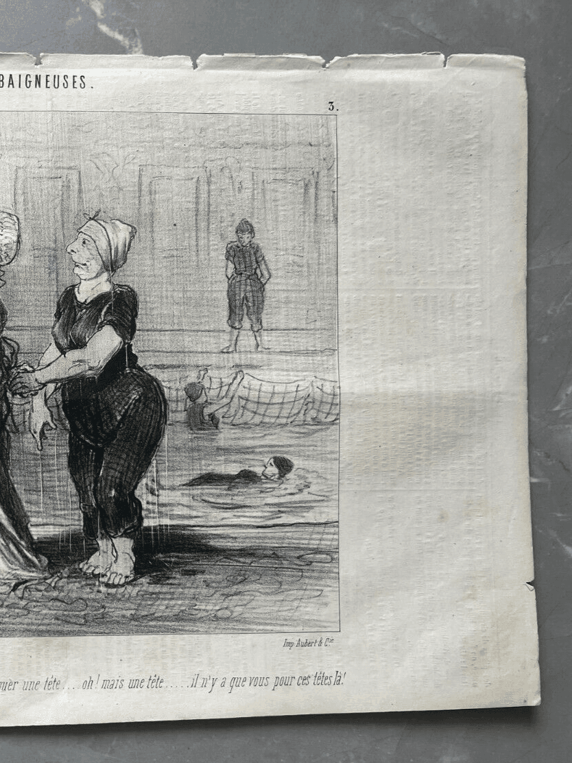 Antique Print 19th century Daumier, les Baigneuses, Baronne image 4