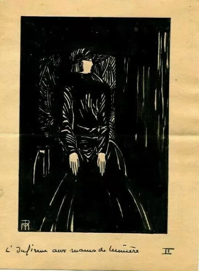 Vintage Drawing by PICARD (MARCELLE) - Infirme aux Mains de Lumière 1923 Rostan image 5