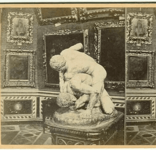 Vintage Stereoview Giacomo BROGI - Florence. Lottatori Tribuna Uffizi c. 1870 image 2