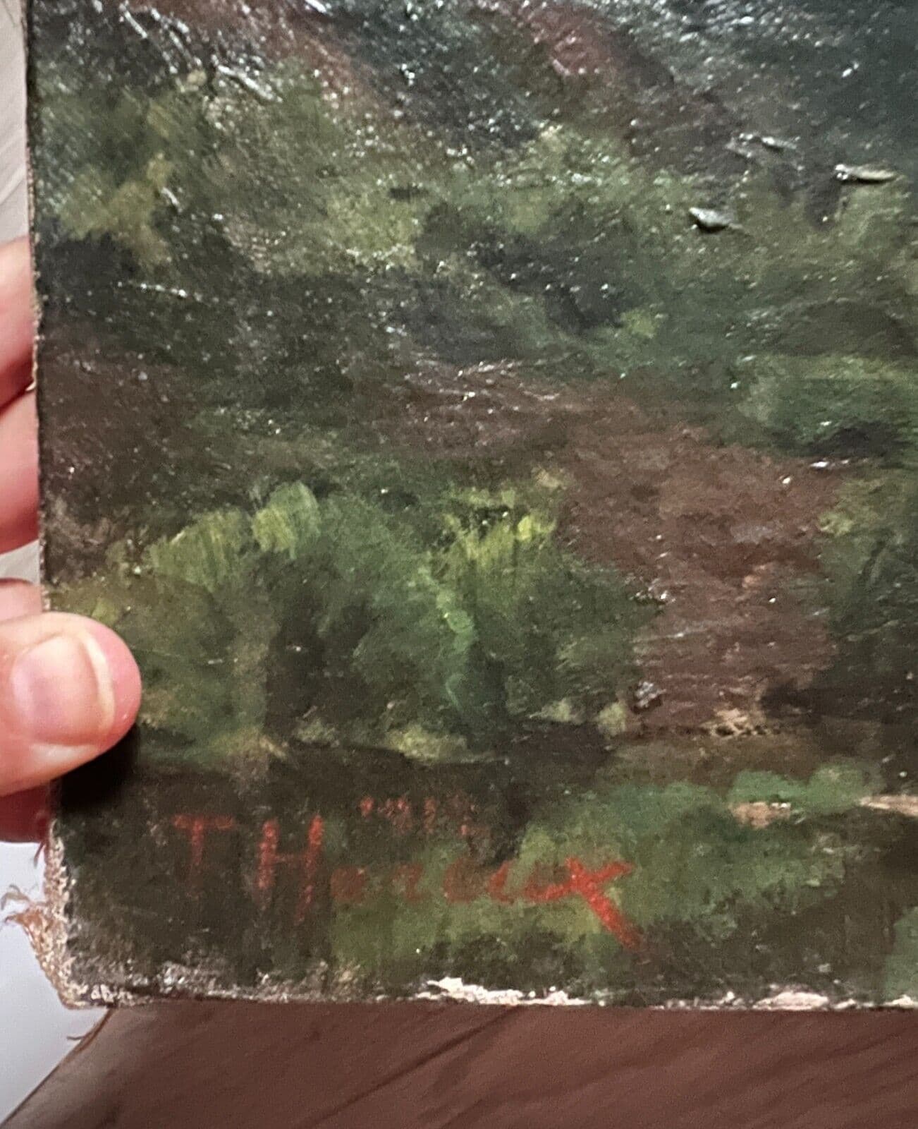 Antique Painting Original Landscape, Forest, Trees signed HAREUX image 3