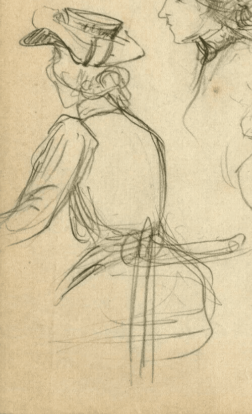 Vintage Pencil Drawing Original Woman, Academic Art Nouveau Artwork image 2