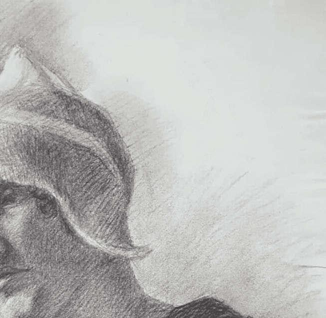 Antique Charcoal Original Old Drawing Woman Portrait with Hat c. 1910 image 5