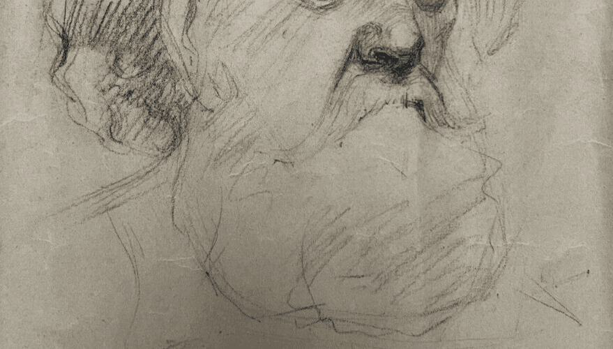 Antique Original Drawing Man, Portrait, Beard, Profil image 5