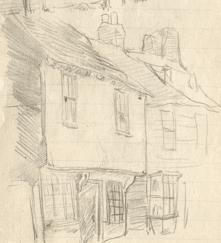 Vintage Pencil Drawing House, Building, Architecture, Cityvie Sketches Original image 1