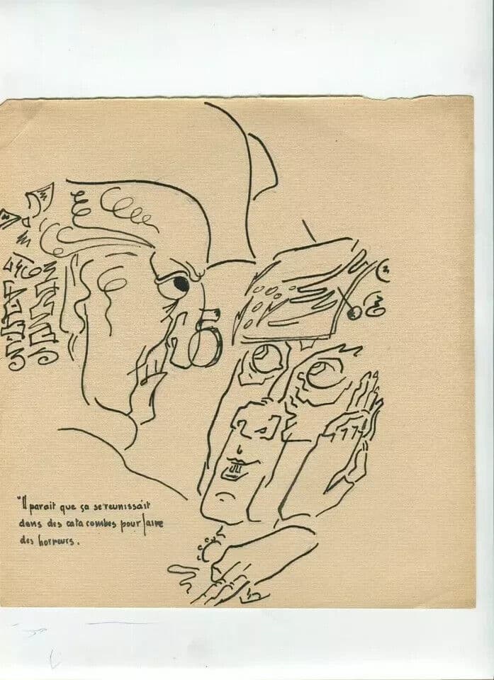 Vintage Ink Original Drawing Portrait, Faces and Figures image 7