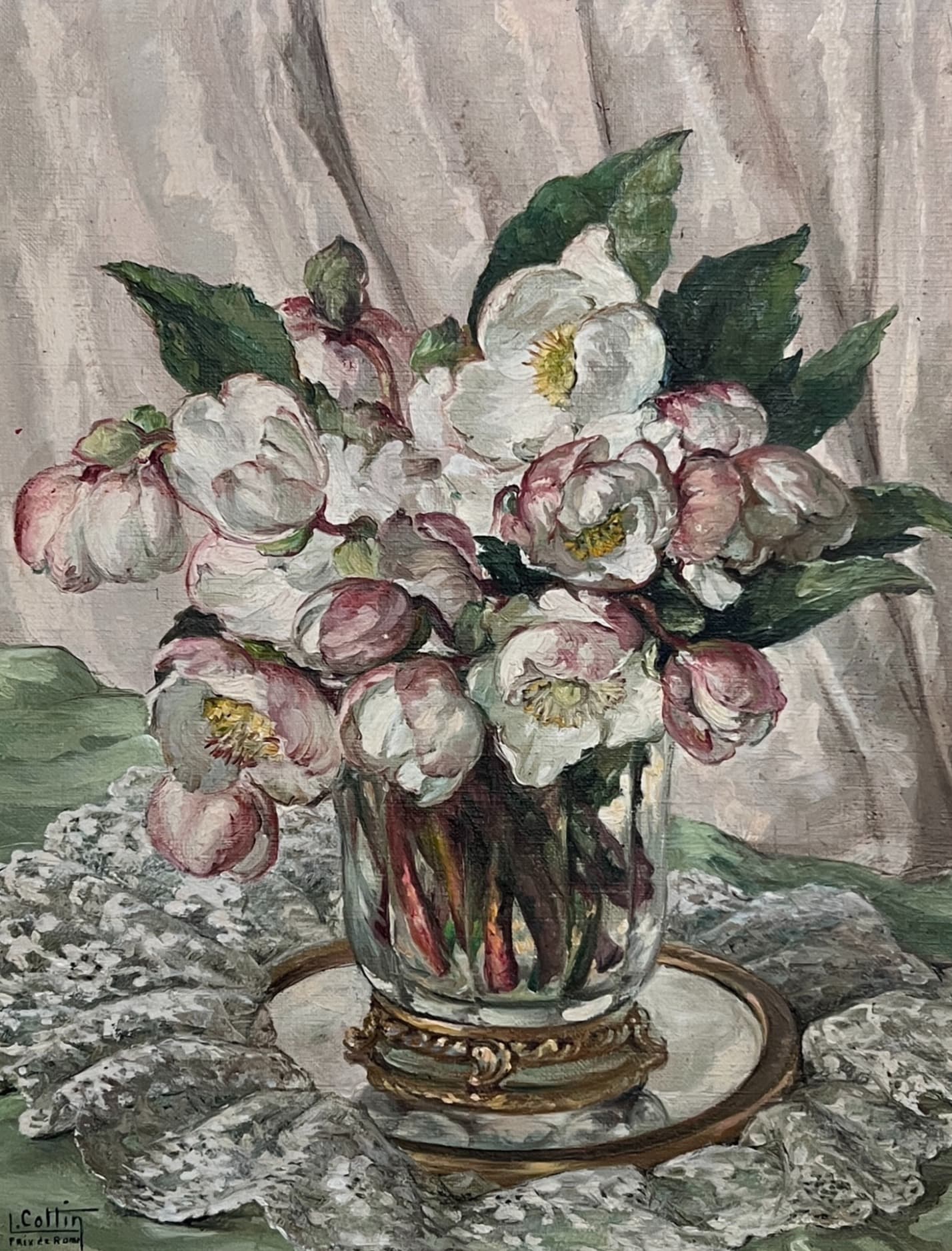 Painting Roses Flower Bouquet by Louise COTTIN (1907-1974) image 1