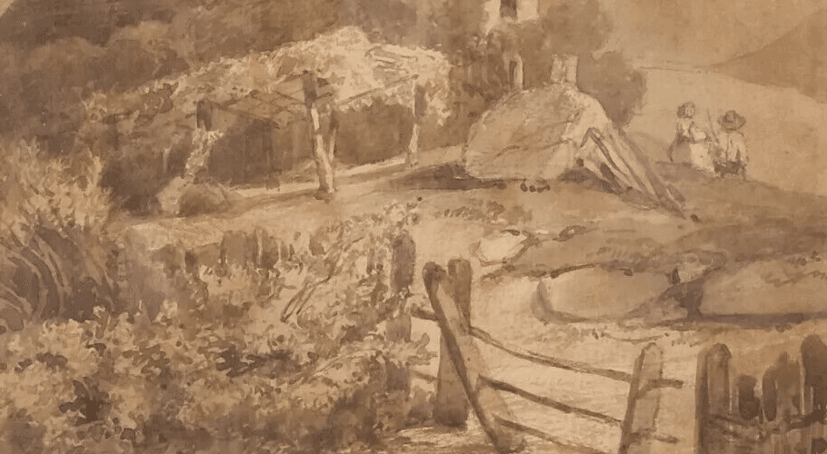 Antique Original Drawing Anton Erik Christian THORENFELD (1839-1907) Cityview image 5