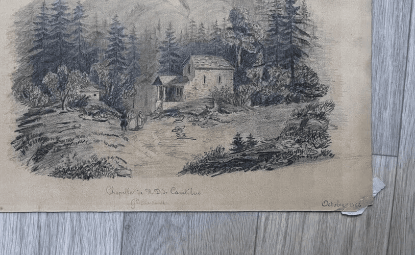 Antique Original 19th century Drawing Landscape Casalibus Grande Chartreuse image 5