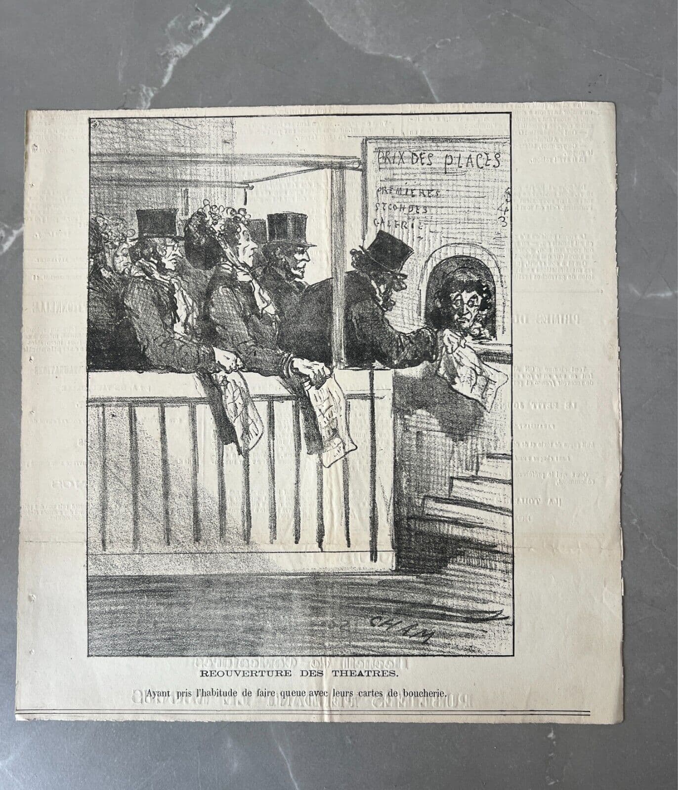 Antique Print 19th century Cham, Reouverture des Theatres Apres le Siege image 2