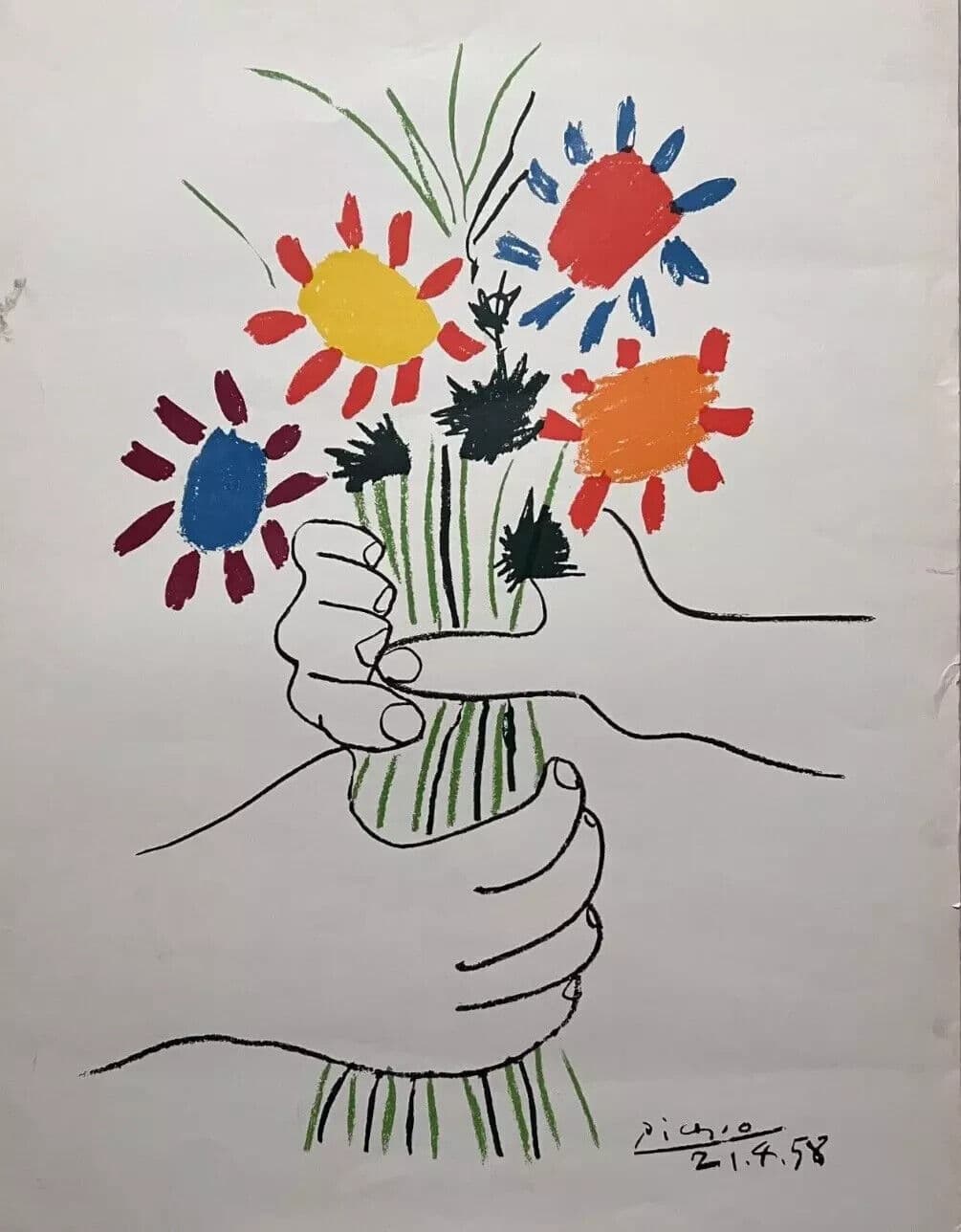 Vintage Poster Pablo Picasso Fleurs et mains image 4